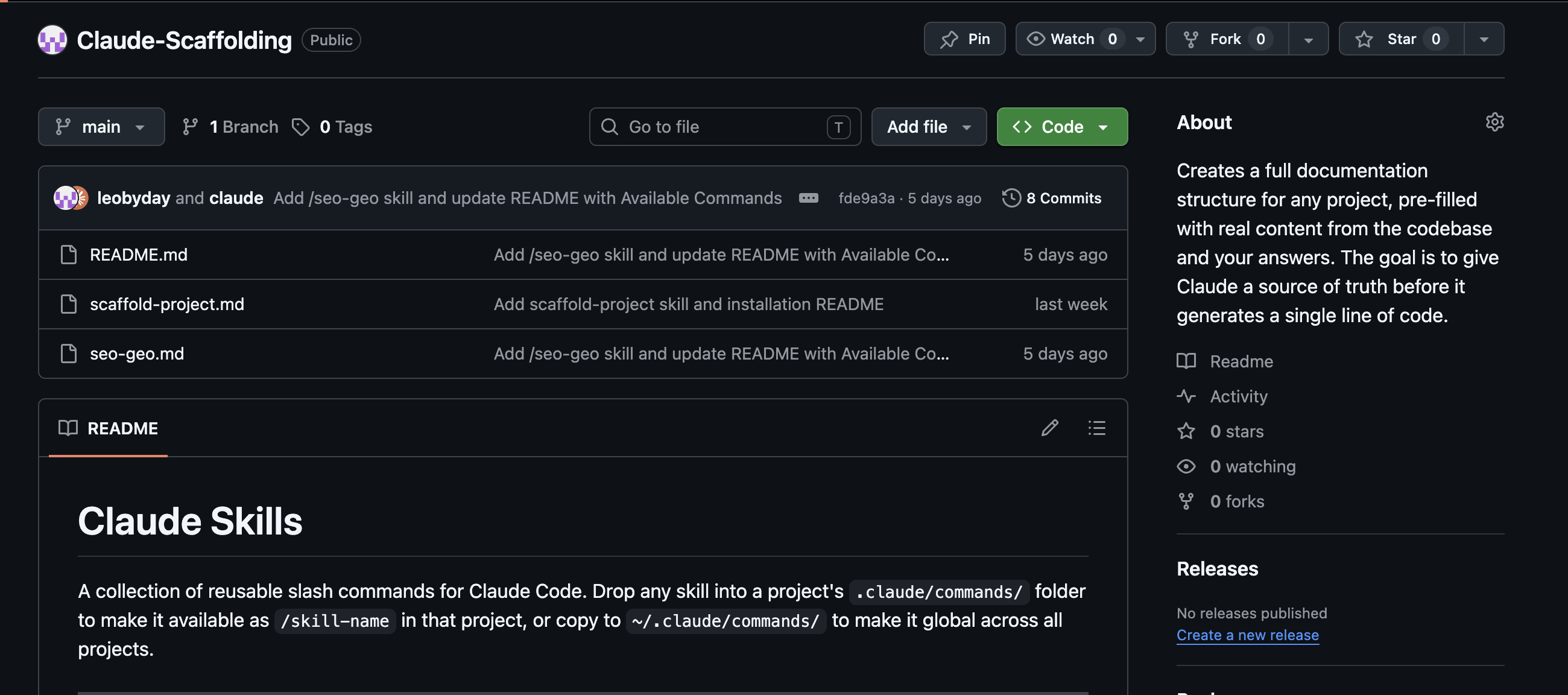 Claude Scaffolding on GitHub