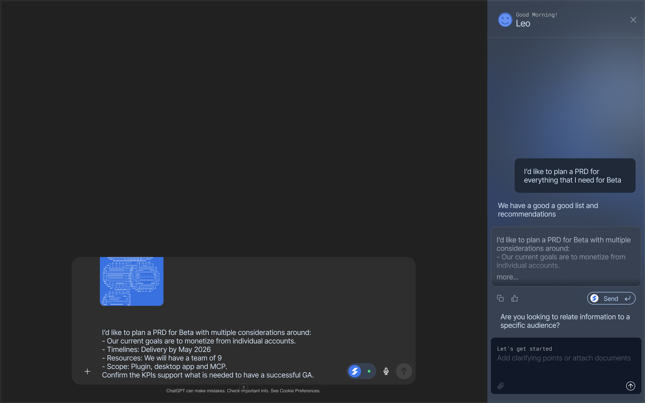 Sym in Chat — Dark Mode